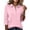Pink, variant on longantii 3/4 Sleeve Tees for Women Comfy Slip on Campus Polo Shirts Solid Color Collared T-Shirts Button Outfits for Work Office All Season Gray S