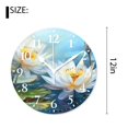 thumbnail image 2 of 12 Inch Wall Clock Battery Operated Silent Clock Decorative for Office, Kitchen, Outdoor, Living Room，Floral Water Lily Dragonfly Painting in Aqua Blue Abstract Drawing, 2 of 4