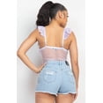 thumbnail image 3 of Sweetheart Cut-out Cami Ruffled Bodysuit Lavender L, 3 of 5