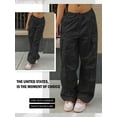 thumbnail image 6 of QAFOPEH Women Drawstring Waist Cargo Pants Loose Straight Jogger Pants With Pocket, 6 of 7