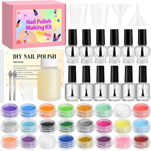 Kit para hacer esmaltes de uñas JCOOS con 12 botellas y 24 pigmentos