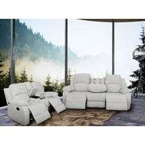 Pon Living Furniture Inc 2 Piece Glam Flannelette Reclining Living Room Set Grey White