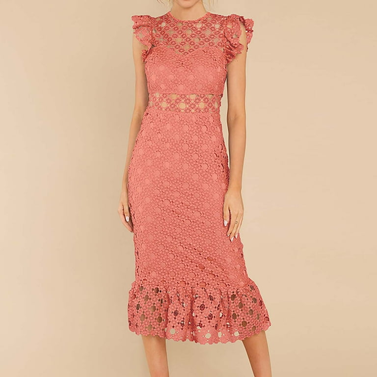 scalloped floral lace dress 3D Flower Scalloped Edge Lace Dress – The J. Peterman Company main image 1