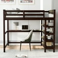 thumbnail image 4 of Harper & Bright Designs Full Size Rubber Wooden Loft Bed with Storage Shelves and Under-Bed Desk for Teens Adult, Espresso, 4 of 13