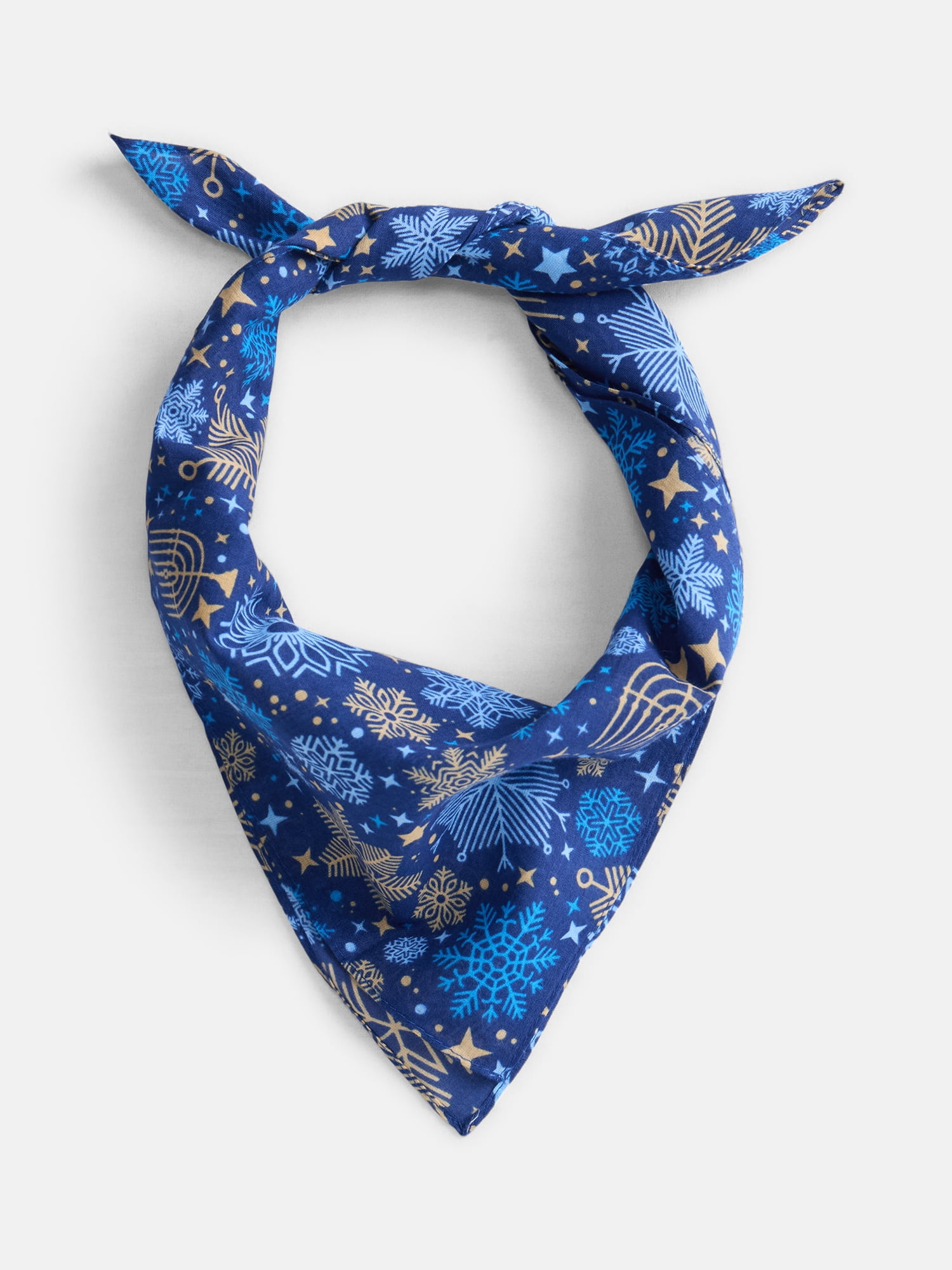 Holiday Time Woven Snowy Night Bandana, Once Size, Navy, Cotton
