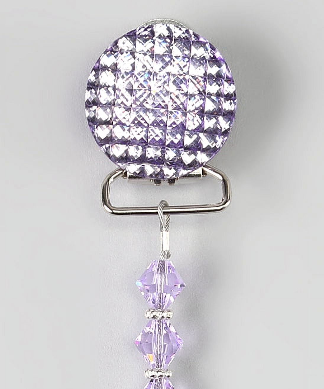 Quilted Swarovski Crystal with Swarovski Crystals and Sterling Silver Daisy Spacers Pacifier Clip