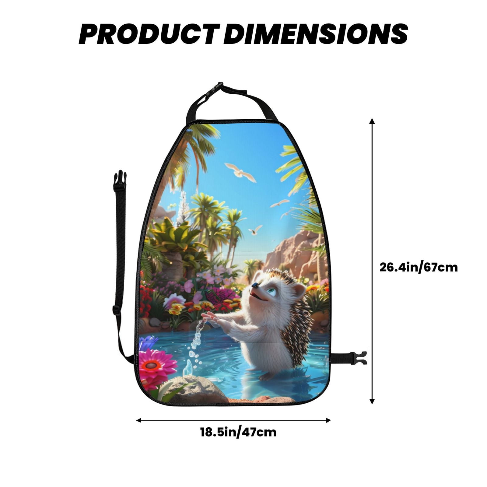 Xecao Playful Hedgehog Forest Pond Pattern Car Seat Back Protector 2 Pack Large Capacity Pocket, Kick Mats Back Seat Protector