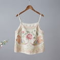 thumbnail image 2 of Womens Tank Tops Cotton Linen Retro Embroidered Vacation Summer Tank Tops for Women Beige L, 2 of 5