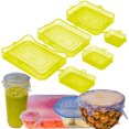 thumbnail image 1 of Tapas elásticas de silicona para contenedores de alimentos - Reutilizables, rectangulares, paquete de 6 - Cubiertas a prueba de fugas y ecológicas para almacenar alimentos frescos en recipientes de, 1 of 6