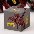 thumbnail image 3 of DND Dice Set 7Pcs Polyhedral Metal Dice, Gunmetal Red Dragon RPG Dice with Yellow Numbers for Dungeons and Dragons Tabletop Games, 3 of 7