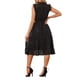 thumbnail image 3 of Vestido de gasa sin mangas para mujer Inspire Chic con cintura fruncida y estrellas metálicas doradas, vestido de fiesta negro M, 3 of 6