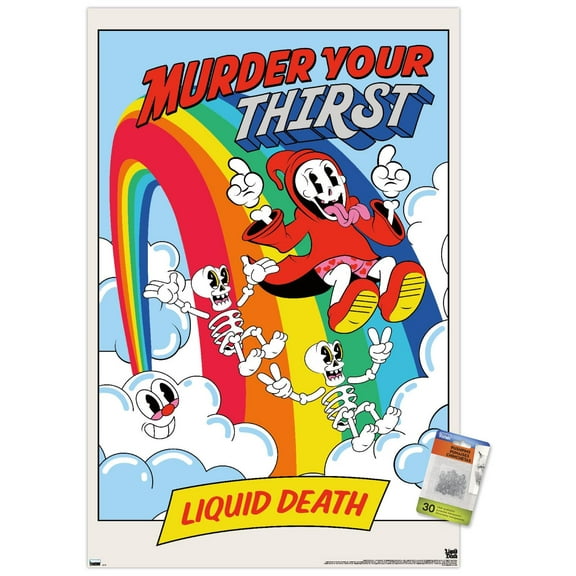 Liquid Death - Reaping Rainbow Wall Poster with Pushpins, 22.375" x 34"