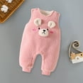 thumbnail image 6 of Odeerbi Infant Boys Girls Clothes Winter Fleece Jumpsuit Baby Sleeveless Romper Plus Velvet Children Suit Fall Winter Cotton Overalls Clothes Thickened Three-piece Set Pink 6-12 Months, 6 of 6