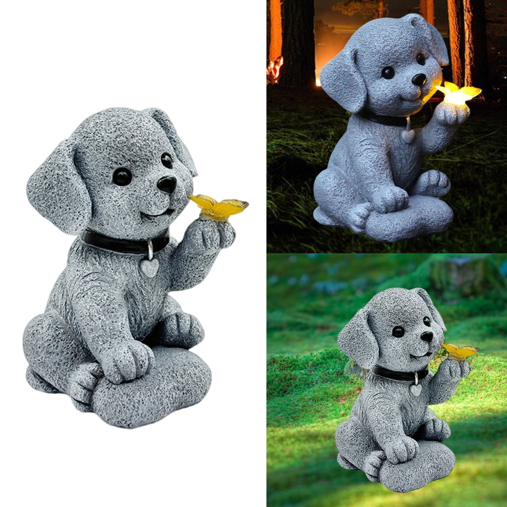 Solar Dogs Garden Statue Outsides Decorations Puppy Ornaments with Solar Lights Yard Art Birthday Gifts Funny Solar Dogs