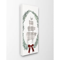 The Stupell Home Decor Collection Holiday Farmhouse Plaid Stacked Farm Animals in a Wreath Stretched Canvas Wall Art, 10 x 1.5 x 24