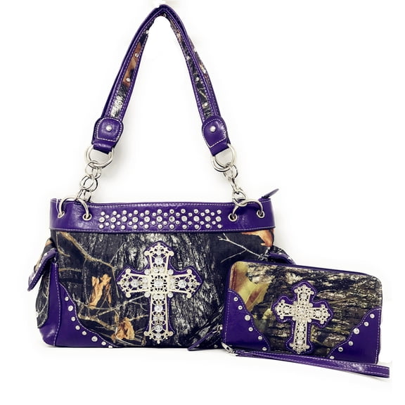 Texas West Rhinestone Women's Camouflage Handbag With Matching Wallet In Multi Collections
