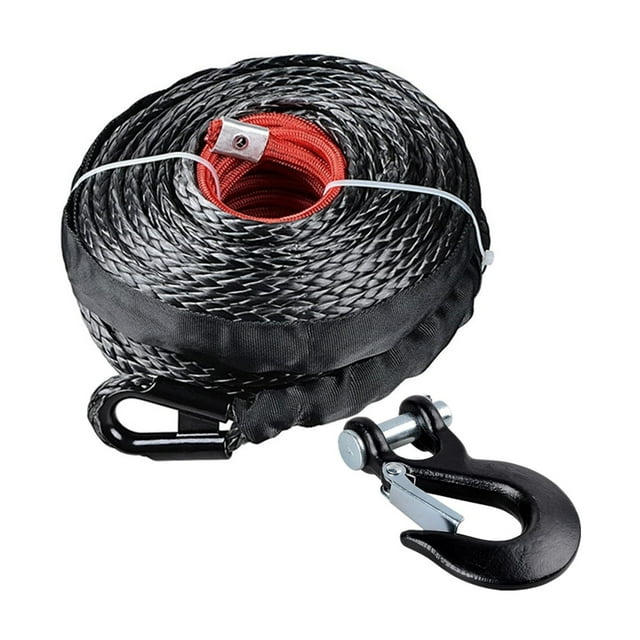 Winch Rope Line 3/8" X 100ft 23809 Lbs Winch Line Cable With Protective Sleeve And Hook For ATV SUV Vehicle Winch Rope