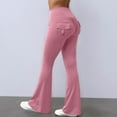 thumbnail image 2 of Bibifish Womens Yoga Pants High-Waist Flared Yoga Pants Ruched Design Button Pocket Stretchy Casual Streetwear Trendy Activewear, 2 of 5