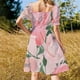 thumbnail image 5 of Vestido de manga corta con acuarela de peonías rosas sobre rubor Ropa de mujer Vestido, 5 of 7