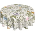 thumbnail image 1 of Spring Tablecloth Round 70 Inch,Sage Green Wild Flowers Table Cloth,Stain Resistance Polyester Seasonal Summer Floral Table Covers for Kitchen Dining,Small Tablecloth for Parties Picnic, 1 of 6