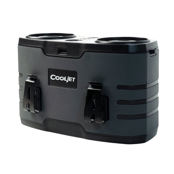 CoolJet 20000mAh Portable Waist Fan with Dual Vents & Brushless Turbo Motor, 10-Speed Adjustable, USB-C Fast Charging, for Camping Fishing Hiking, Black