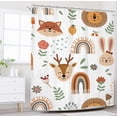 thumbnail image 2 of Kids Baby Woodland Boho Shower Curtain for Bathroom Accessories 72Wx72H Inch Animals Cartoon Cute Funny Colorful Flowers Rainbow Children Fabric Bathroom Decor 12 Pack Plastic Hooks, 2 of 5