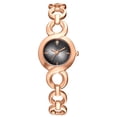 thumbnail image 3 of Reloj de pulsera de cuarzo redondo de aleación para mujer de moda, correa causal de rosa dorada (esfera verde), 3 of 5