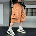 thumbnail image 4 of Glisme Boys Cargo Shorts With Pockets Boys 5-Inch Inseam Shorts Daily Wear Loose Comfort Knee-Length Shorts Mid-Thigh Shorts Boys Adjustable Elastic Waist Joggers Size 4-5 Years, Orange, 4 of 6