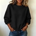 thumbnail image 6 of Women Drawstring Hem Sweatshirt Sevevn Crew Neck Drop Shoulder Relaxed Fit Fleece Fabric Long Sleeve Drawstring Hem Cropped For Casual Daily Wear, 6 of 9
