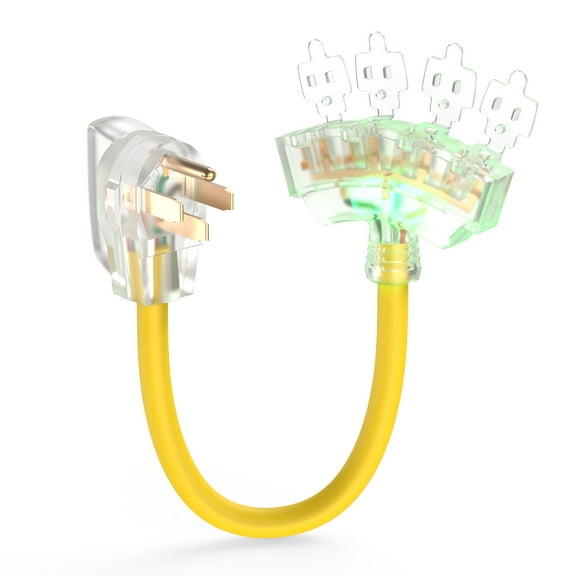 TOOLIOM 50 Amp to 20 Amp 110V RV Generator Adapter Splitter Power Cord NEMA 14-50P Male to 15/20 amp 4X 5-20R with Grip Handle  1.5 FT