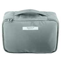 Unique Bargains 1 Pcs Makeup Bag Cosmetic Travel Bag Case Large Makeup Bag Make Up Brush Organizer Bag for Women Gray