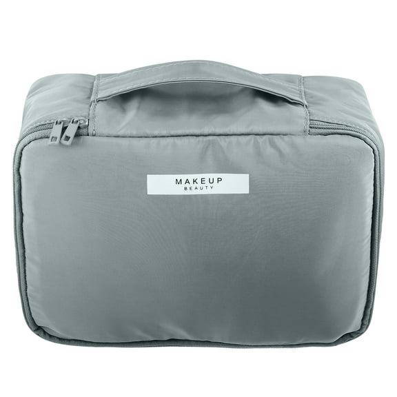 Unique Bargains 1 Pcs Makeup Bag Cosmetic Travel Bag Case Large Makeup Bag Make Up Brush Organizer Bag for Women Gray