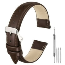 Uxcell Leather Watch Bands for Men and Women, 20mm Quick Release Watch Strap Replacement, Flat Thin Elegant Leather Watch Strap with Strap Tools, Drak Brown