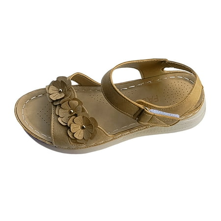 

PEASKJP Womens Dress Sandals Womens Strappy Gladiator Flat Sandal Square Open Toe Studded T Strap Rivet Slingback Buckle Beach Sandals (Khaki 9)