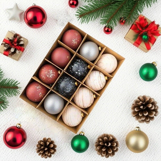 6cm 12 Pack Vintage Christmas Balls Weathered Christmas Tree Decorations