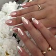 thumbnail image 1 of Uñas postizas MACHAO Uñas de almendra Punta francesa cromo blanco Mediano tono nude, 1 of 5