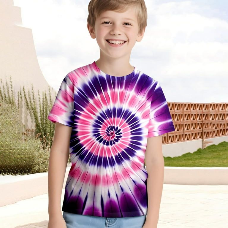 RMGVDSD Kids Neon Tie Dye Shirt Boys Tie Dye T Shirt Hippes Tshirt