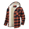 thumbnail image 3 of zfhfof Men's Cotton Hoodies Plaid Shirts Jacket Fleece Lined Flannel Shirts Sherpa Button Up Jackets Warm Coat with Hood for Men, 3 of 6