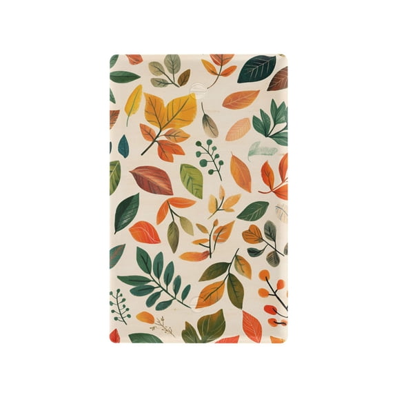 Yayeee Blank Wall Plate Cover 1-Gang 4.5"x2.7" Home Unused Decorative Outlet, Beige Retro Leaves