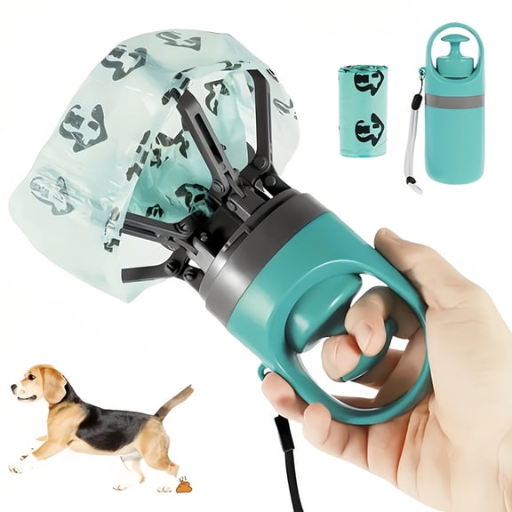 Portable Dog Poop Scooper With Bags - Claw Style Grabber & Waste Bag Dispenser, Long Handle Commode Picker For Small, Medium, Large Dogs, US