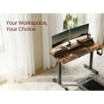 thumbnail image 2 of Electric Computer Desk, 23.6 x 55.1 Inches Adjustable Height Stand Desk with Built-in Power Strip, Dark Brown, 2 of 7