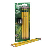 My First Ticonderoga Primary Size #2 Beginner Pencils, Pre-Sharpened, 4 Pencils with Bonus Sharpener, Yellow (33309)