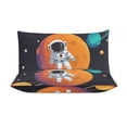 thumbnail image 3 of 3 Pcs Soft Bedding Set, Includes 1 Duvet Cover with Zipper And 2 Pillow,Shams Cartoon Space Astronaut Twin(86"x70"), 3 of 8
