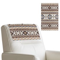 TSOVTHRID Recliner Headrest Protector Non Slip PU Leather Sofa Headrest Cover Furniture Protector with Adhesive Backed Hook and Loop, Aztec Tribal Geometric Stripe Print, 17x27in, 1 Piece