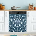 thumbnail image 5 of Dishwasher Magnet Cover, Blue Damask Baroque Floral Kitchen Dishwasher Cover Sticker, 23x26 Inch Refrigerator Panel Door Decal for Home Appliances Cabinet Decor, 5 of 6