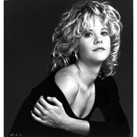 Meg Ryan Portrait wearing Sexy Black Blouse Photo Print (24 x 30