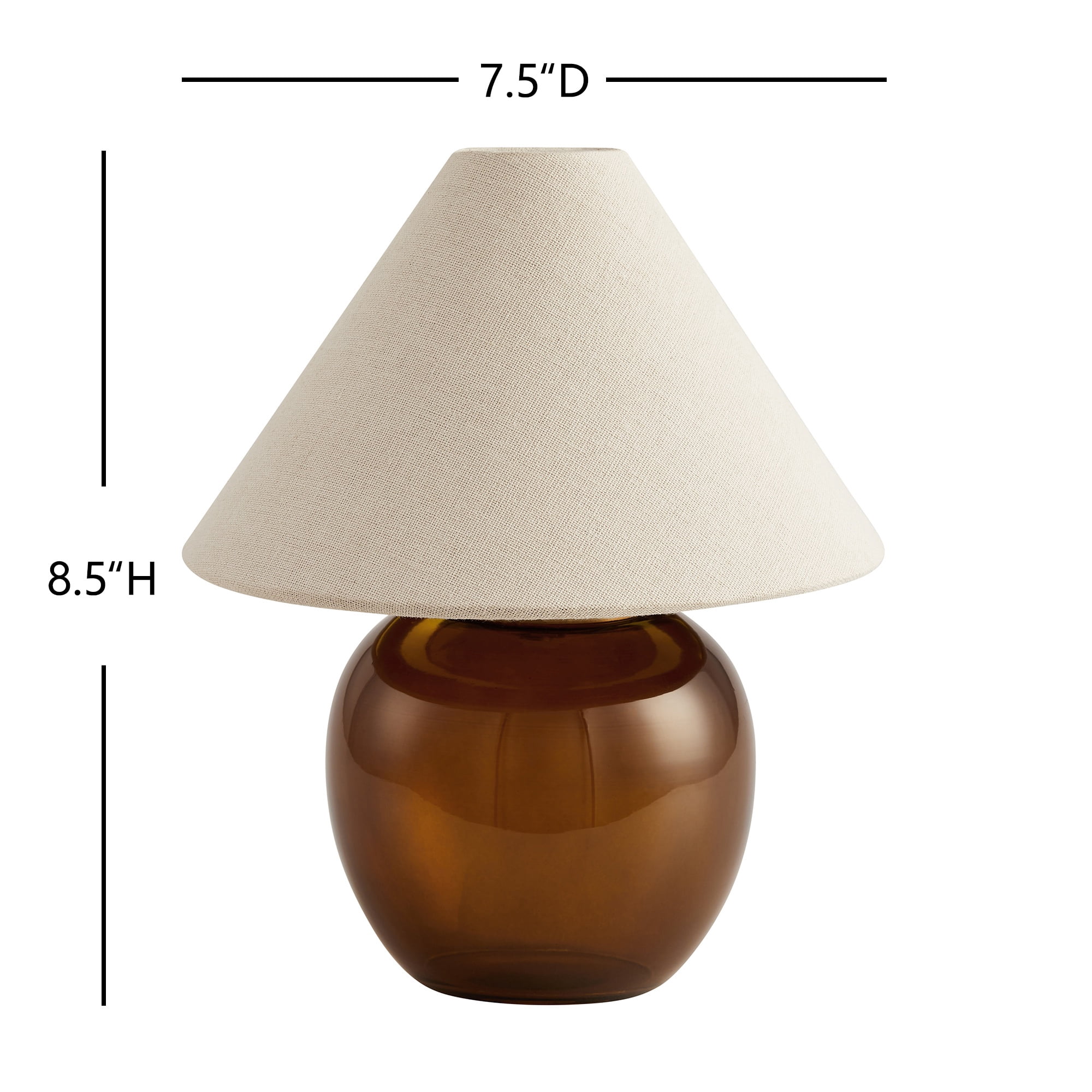 Better Homes & Gardens 8.5 in Amber Glass Rechargeable LED Portable Table Lamp with Dimmable Touch Sensor