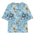 thumbnail image 6 of Shirts for Teens Girls Y2k Round Neck Tops for Teen Girls Short Sleeve Tops for Teens Floral Print Top Plus Size Girls Tops Size 10-12 my order, 6 of 8