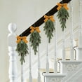 thumbnail image 2 of Mecorevxz 4 Pcs Christmas Artificial Swags 28" Xmas The Cordless Prelit Stairway Swag Teardrop Trim Garland Door Stair Garland Christmas Garland for Outdoor Home Garden Decor (Green Ribbon), 2 of 2