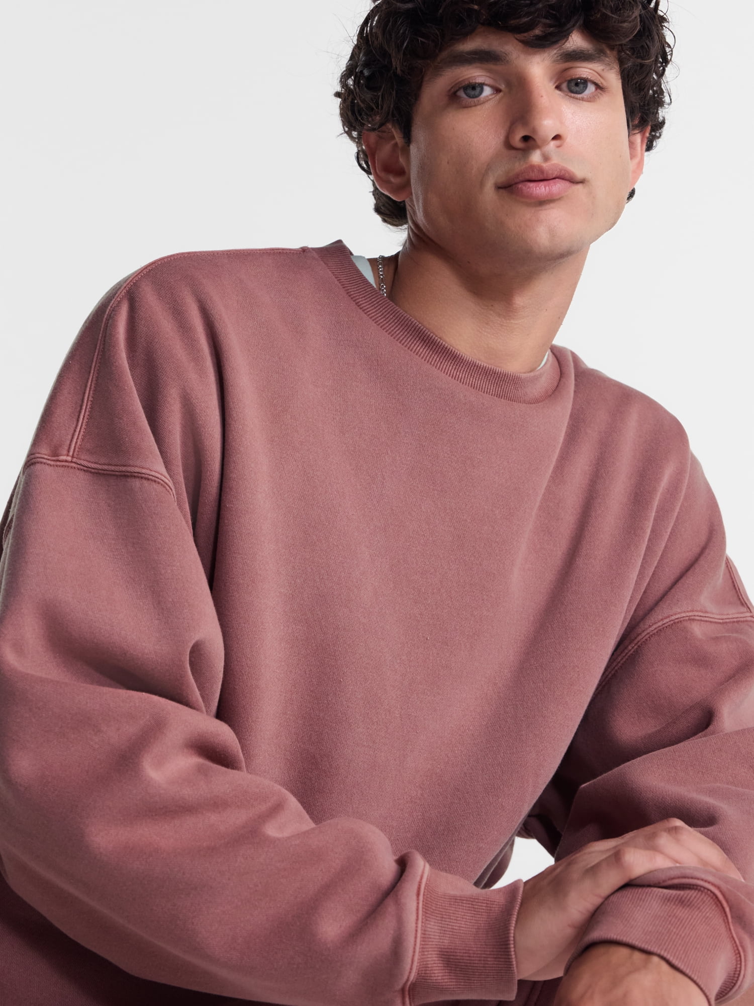 No Boundaries Crewneck Fleece Sweatshirt with Long Sleeves, Men's XS-4XLT